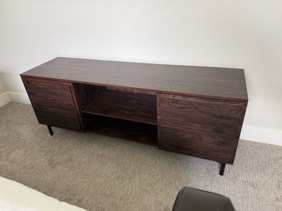 Dark Wood Media Console TV Stand