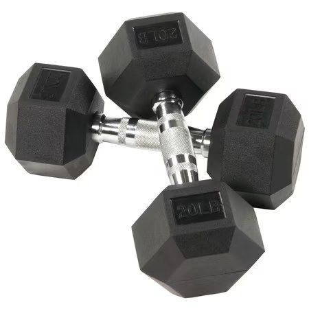 BalanceFrom 20 Lb. Rubber Hex Dumbbells Pair