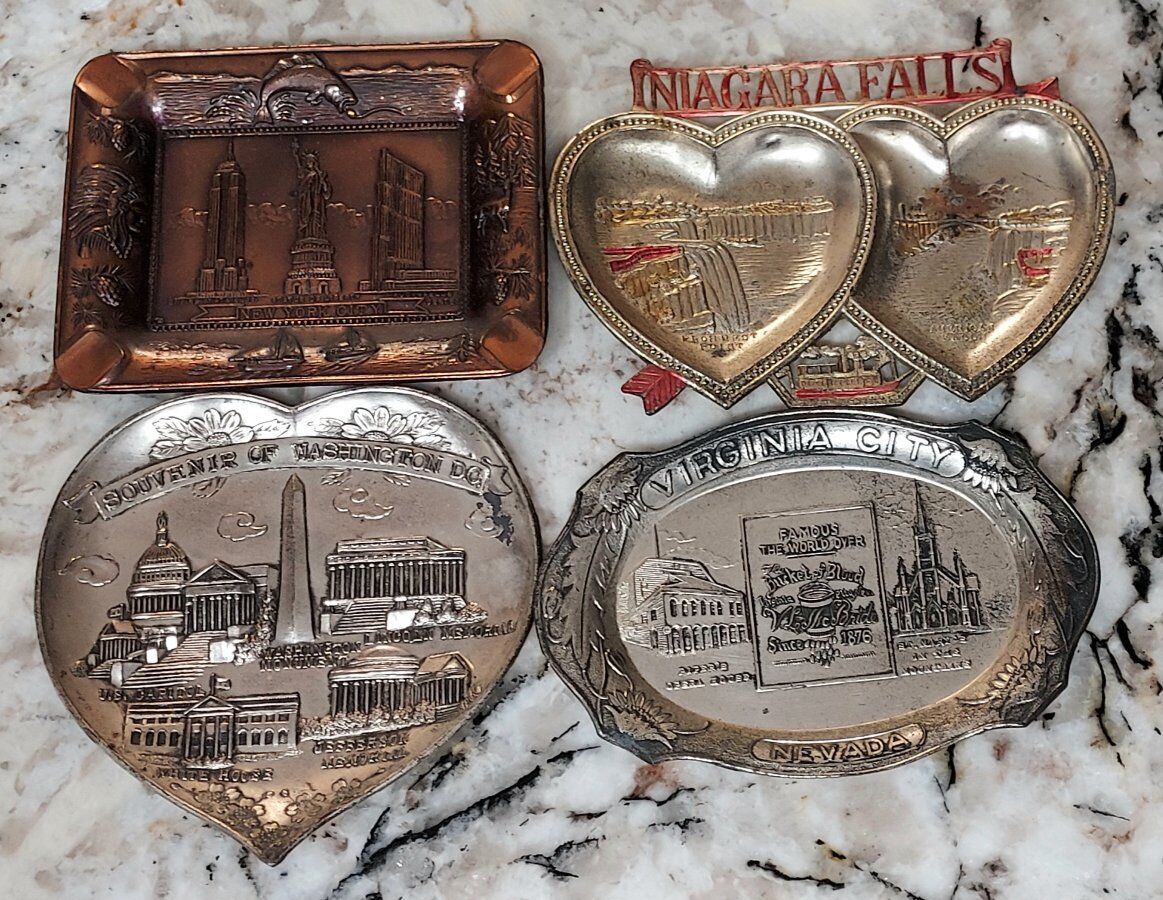 Vintage Metal Souvenir Ashtray Lot New York