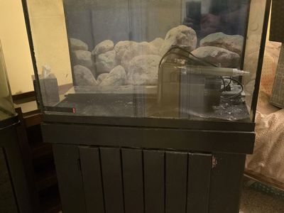 30 Gallon Tall Aquarium Tank with Matching Black Wood Stand Light and Filter