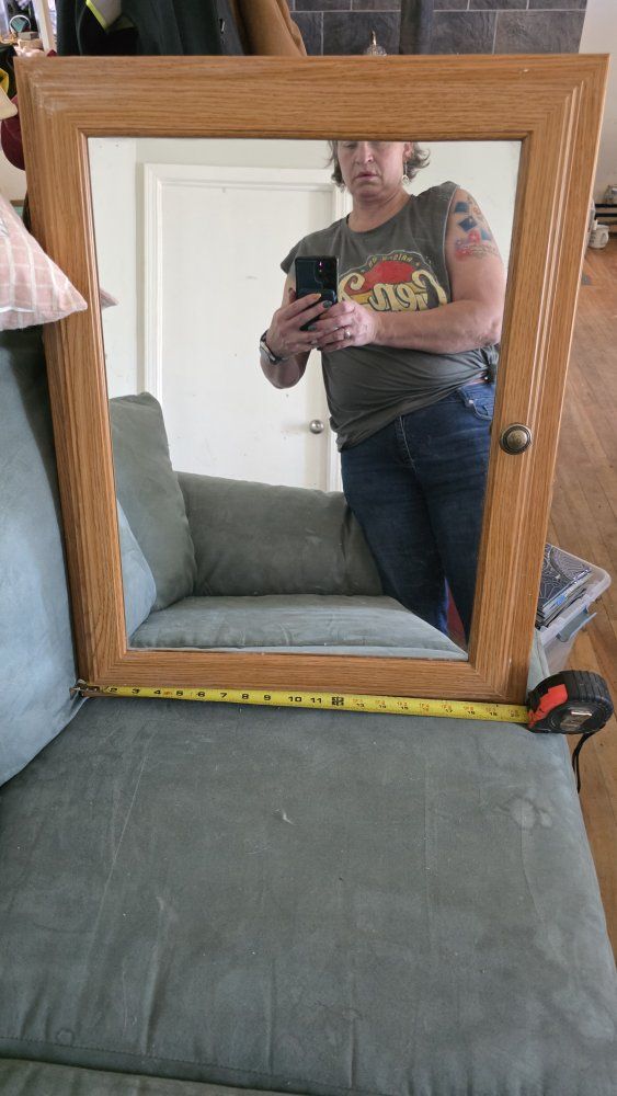 Vintage Wooden Mirrored Bathroom Medicine Cabinet (20" W x 25" H)