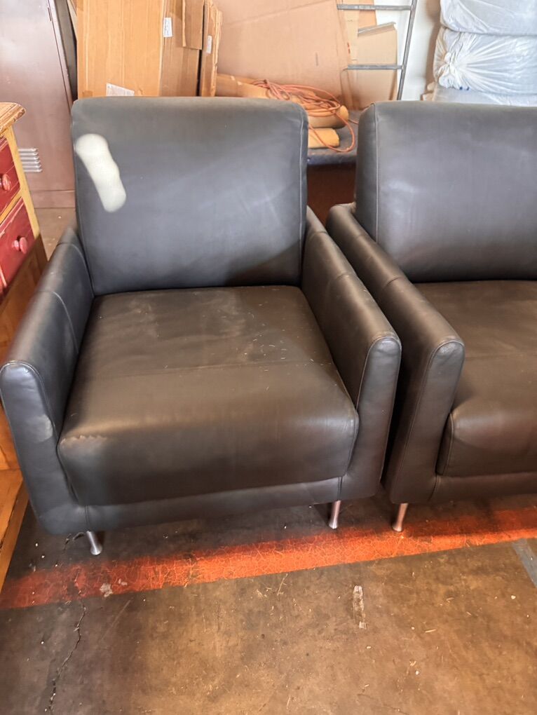 2 Oversized Black Lounge Chairs