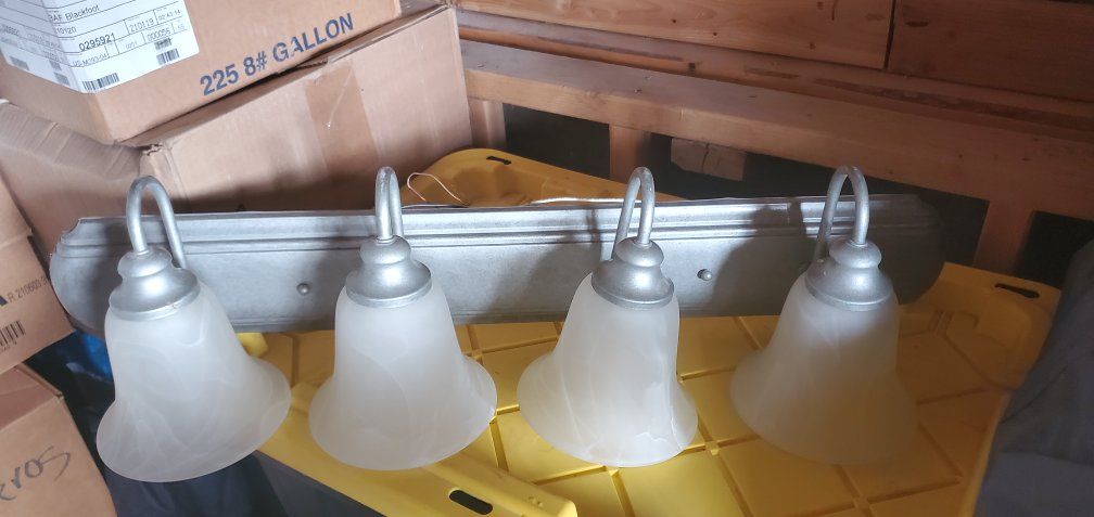 Unbranded 4-Light Bathroom Vanity Light Fixture Frosted Glass Shades Brushed Nickel Finish