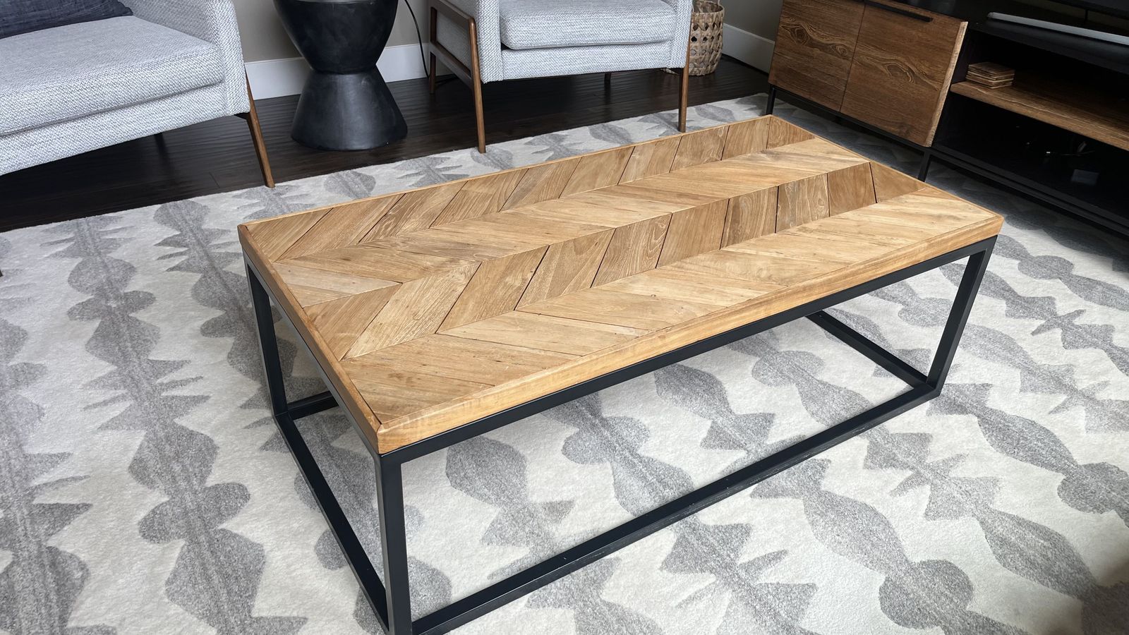 Coffee Table, Teak Wood Look from Crate & Barrel (23 x 46 x 16)