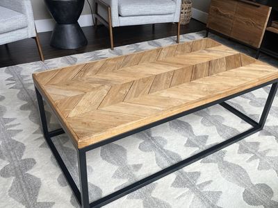 Coffee Table, Teak Wood Look from Crate & Barrel (23 x 46 x 16)