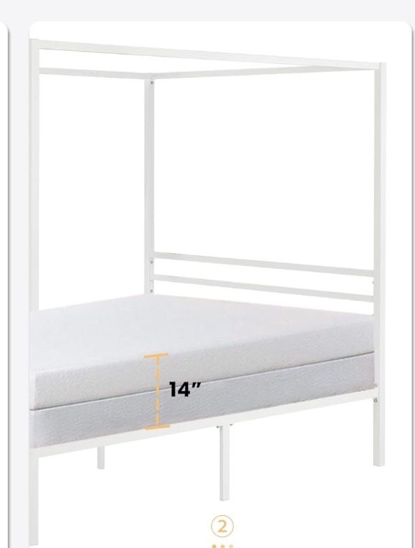 White Metal Twin Canopy Bed Frame