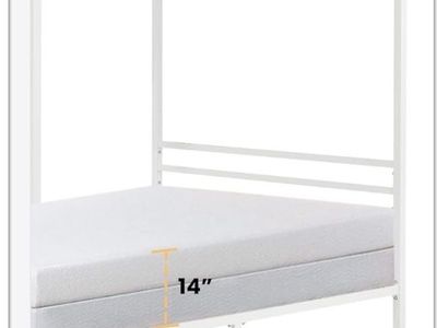 White Metal Twin Canopy Bed Frame