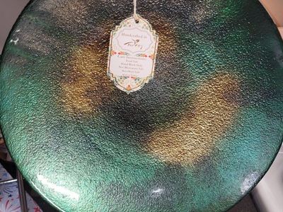 Anya Turkish Glassware Handcrafted Emerald Green Decorative Bowl, Made in Turkey