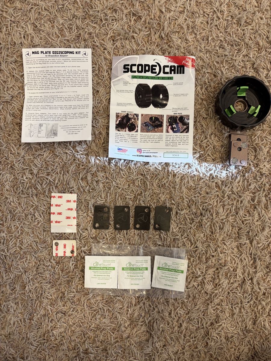 Scope Cam Adapter Kit for Digiscoping - Universal Smartphone Optics Mount, New Open Box