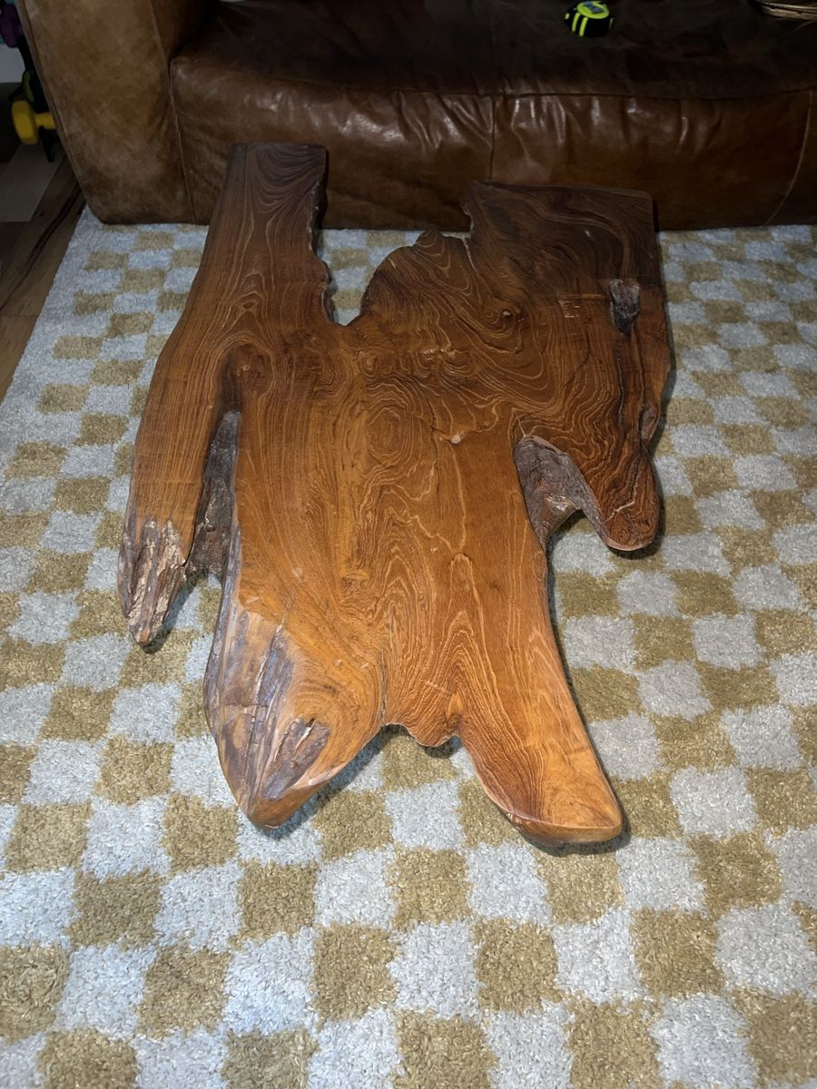 Live Edge Wood Coffee Table Rustic Organic Shape Metal Hairpin Legs
