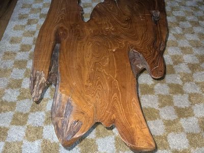 Live Edge Wood Coffee Table Rustic Organic Shape Metal Hairpin Legs