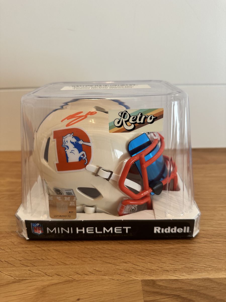 Bo Nix Signed Denver Broncos Retro Mini Helmet – Beckett Certified
