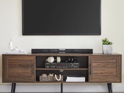 Mid Century Modern TV Stand for 65" TV, Wood TV Stand with Storage Cabinet