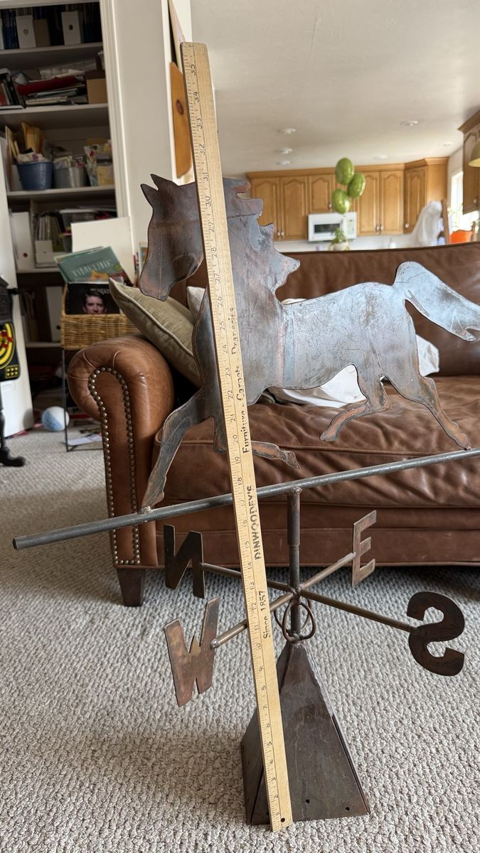 Vintage Metal Horse Weathervane - Rustic Directional Outdoor Decor (36" Tall)