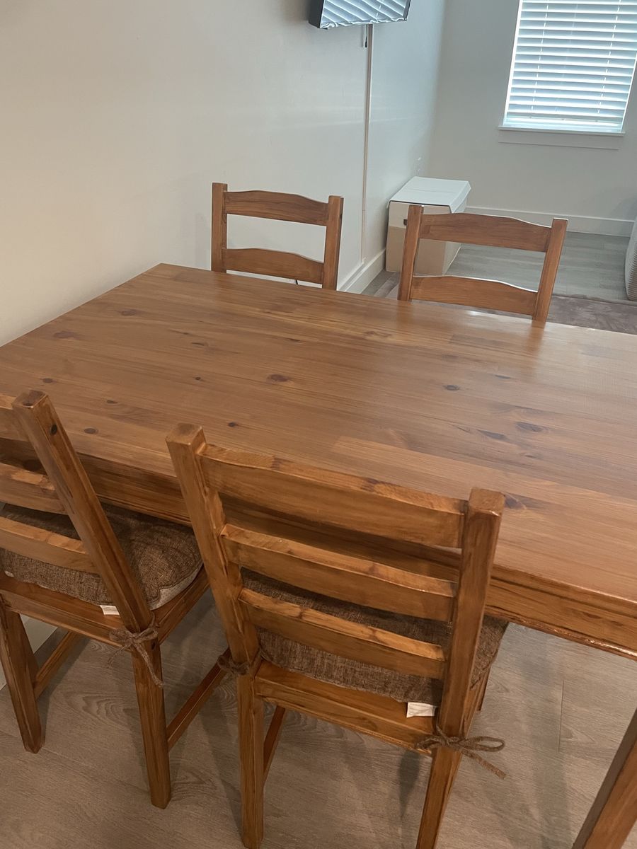 Solid Wood Dining Table with 4 Chairs - Perfect for Family Meals & Gatherings