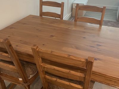 Solid Wood Dining Table with 4 Chairs - Perfect for Family Meals & Gatherings