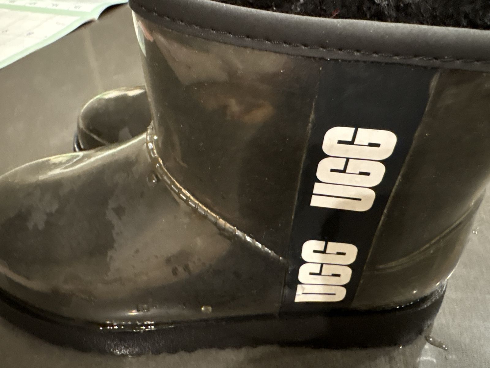 UGG Girls Classic Clear Mini Waterproof Boots Black Size 12