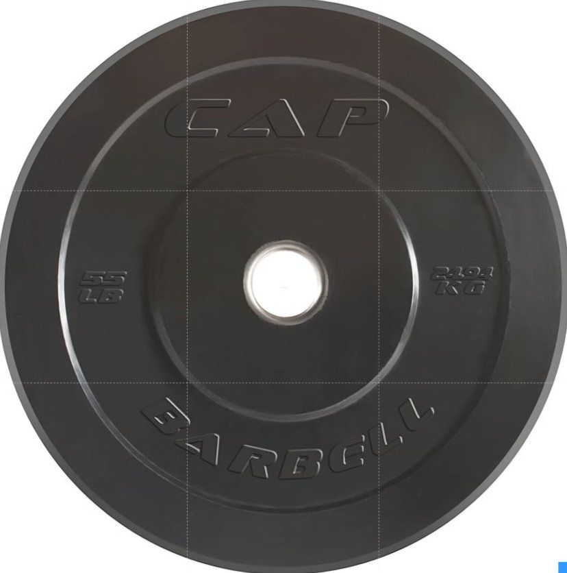 55lbs - Single, Black Rubber Olympic Bumper Plate
