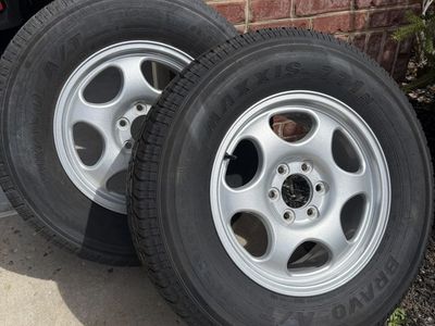 OEM Ford F-150 18" Wheels & Maxxis Bravo A/T 265/70R18 Tires - New Take-Offs (Pair)