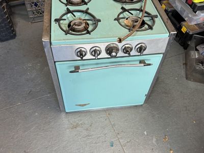 Vintage Camper Trailer 4-Burner Propane Stove/Oven – Retro Aqua – $200 OBO