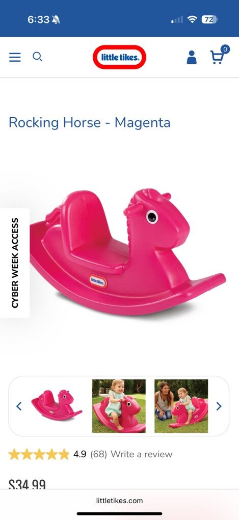 Little Tikes Rocking Horse Toy Magenta New