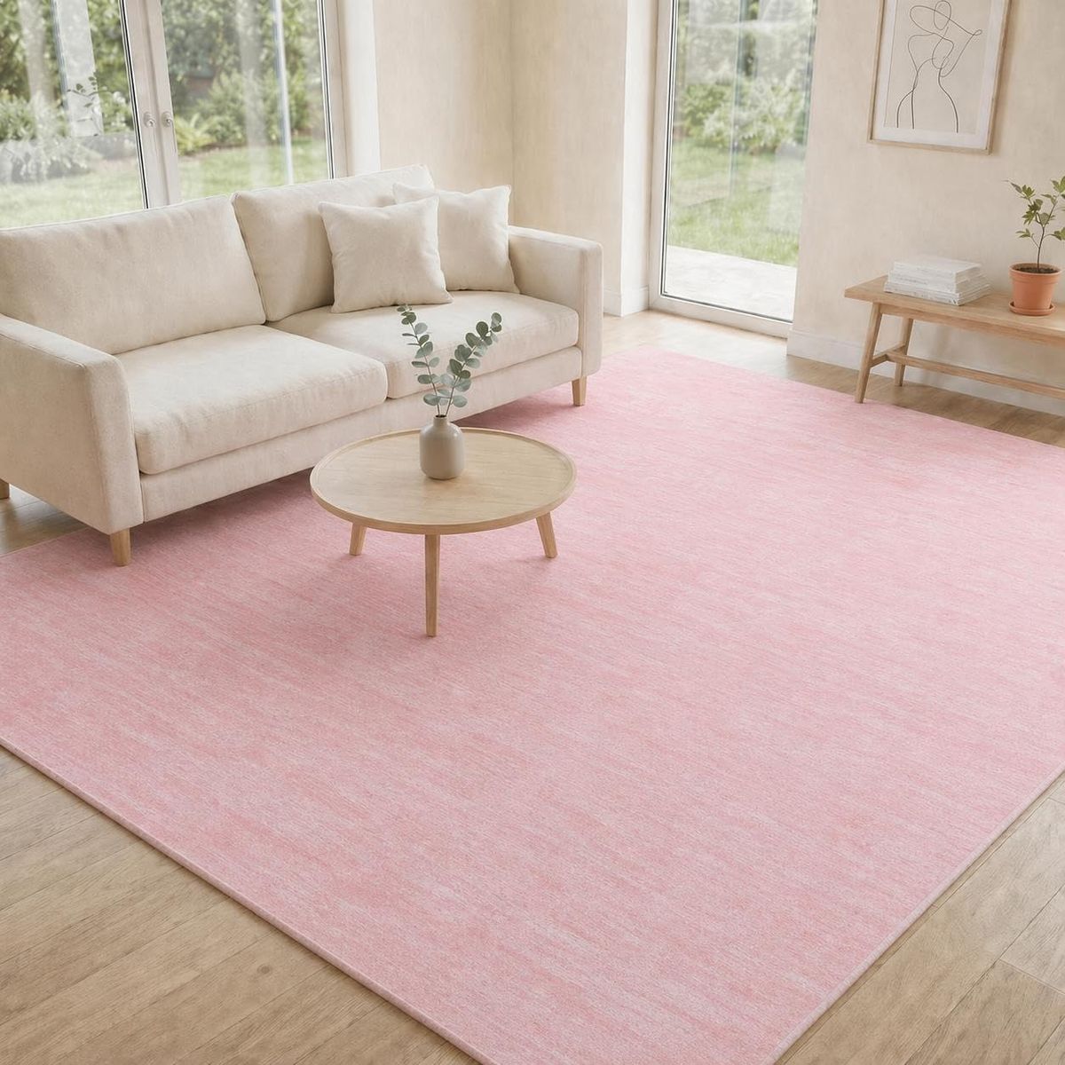 NEW 8x10 Modern Abstract Area Rug Stain Resistant Large Bedroom Rug Contemporary Pink