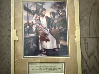 Religious Art Print Featuring Scripture Quote and Jesus 16x12 inch