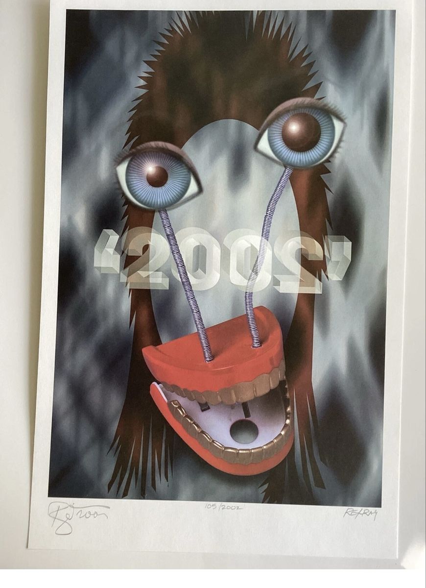David Bowie Rex Ray “2002” Lithograph Art 1999 Autographed & Numbered 105/2002
