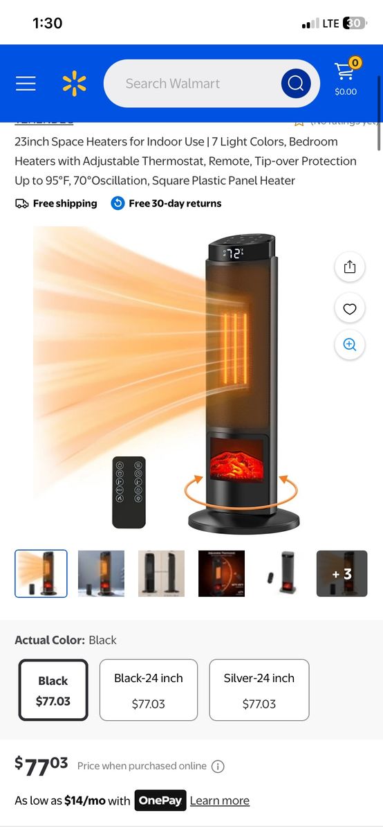 23 INCH OSCILLATING FAN HEATER