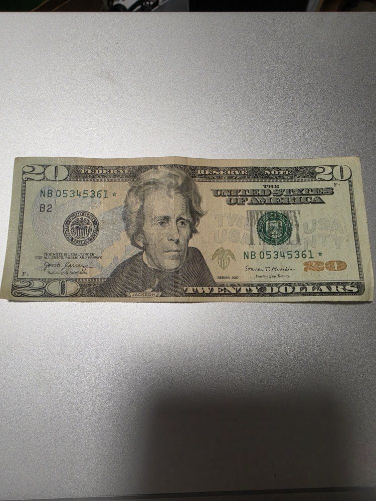 US Twenty Dollar Bill Star Note - Series 2017 $20 Federal Reserve Note NB 05345361*
