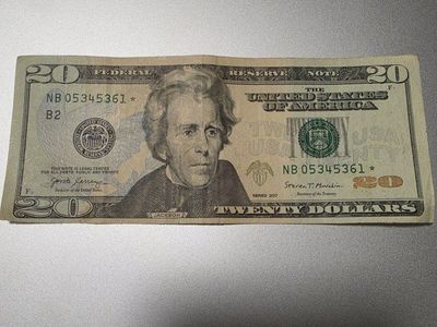 US Twenty Dollar Bill Star Note - Series 2017 $20 Federal Reserve Note NB 05345361*