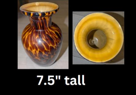 Antique VintageItalian Murano Style Tortoise Shell Glass Vase