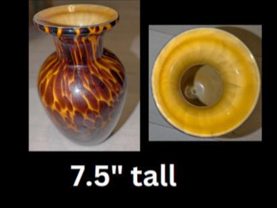 Antique VintageItalian Murano Style Tortoise Shell Glass Vase