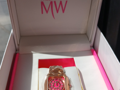 Matthew Williamson MW Rose Gold Tone Pink Dial Crystal Women's Quartz Watch - New in Box-Style 6