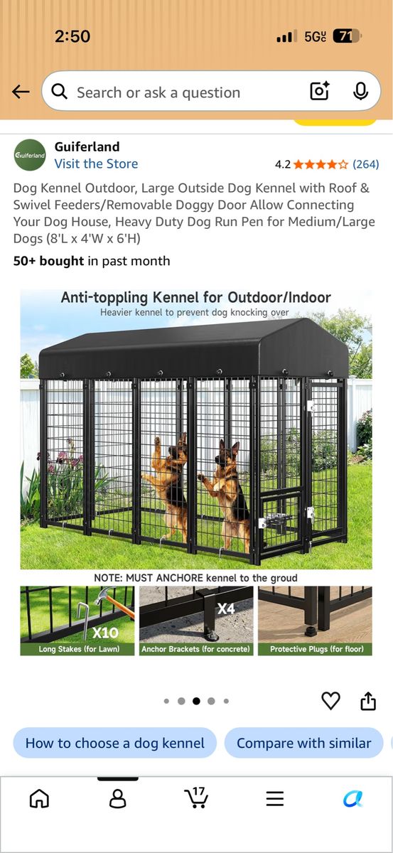 Guiferland Large Outdoor Dog Kennel with Roof - 8'L x 4'W x 6'H