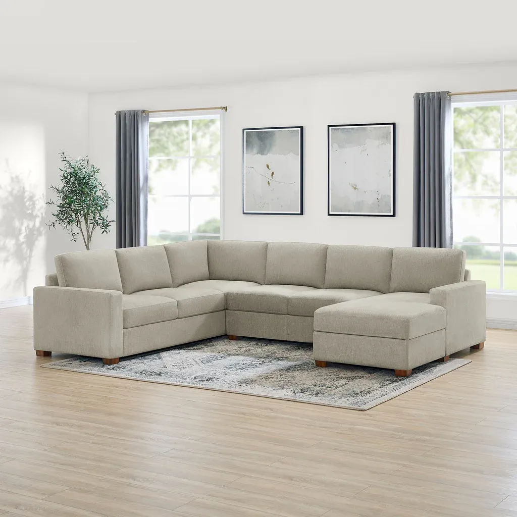 THOMASVILLE Modern Sectional with Storage Chaise - FREE DELIVERY