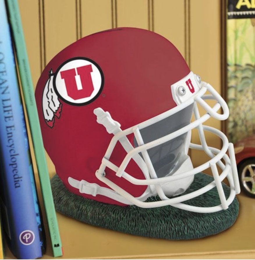 Memory Company Utah Utes NCAA Football Helmet Bank - Red & White, Collectible Decor
