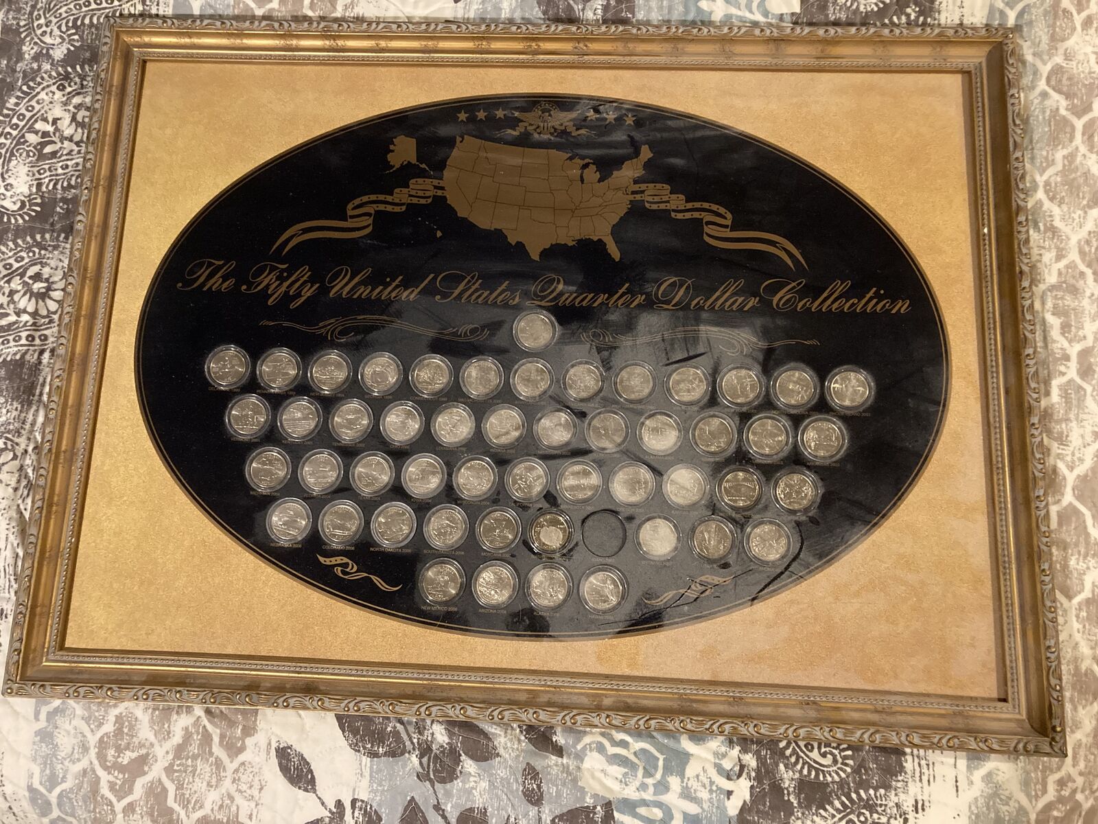 United States Quarter Dollar Collection - Idaho is Missing!!!  In 26x19" Frame