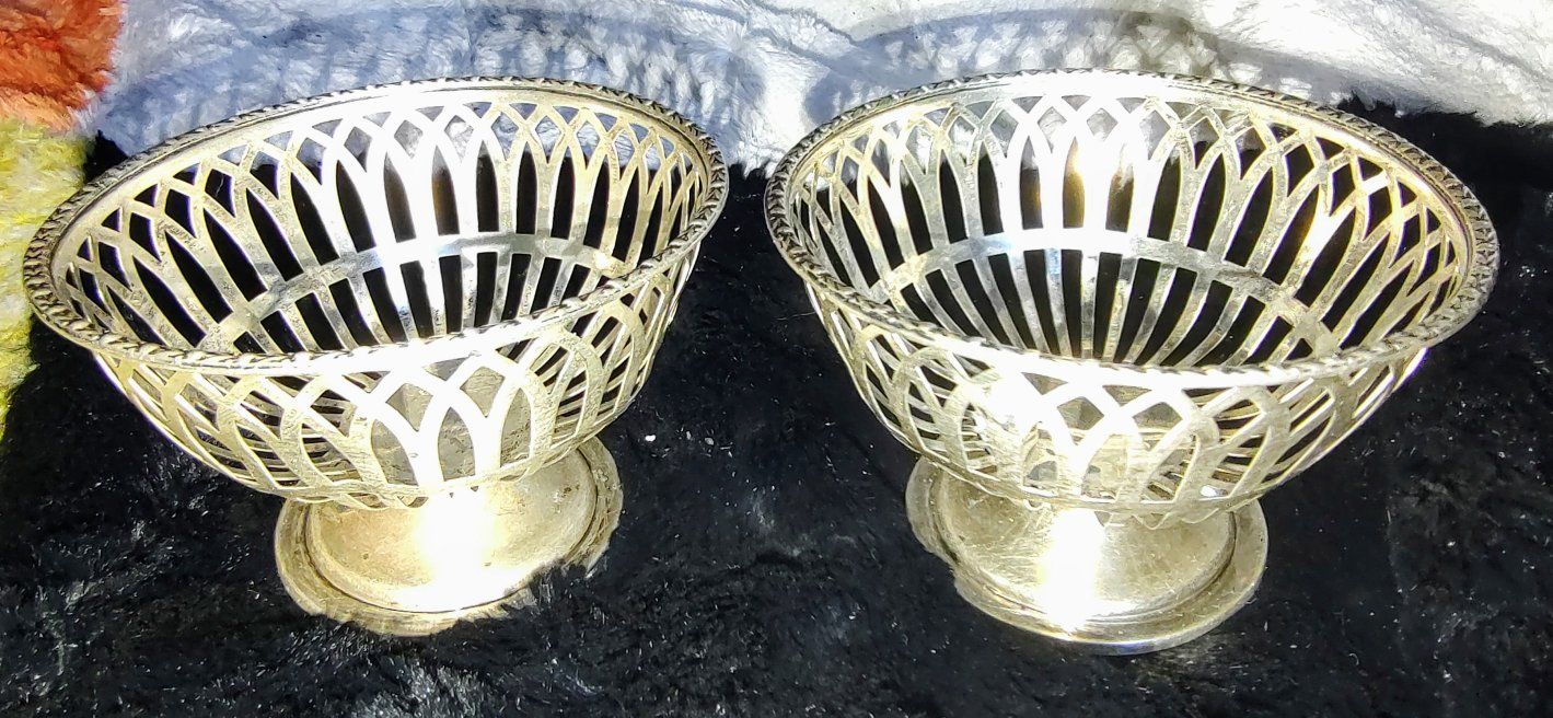 Pair of Vintage Silver  Pedestal Bowls.
