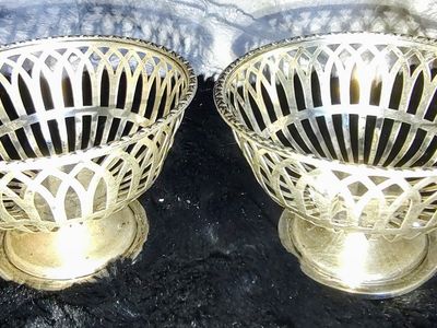 Pair of Vintage Silver Pedestal Bowls.