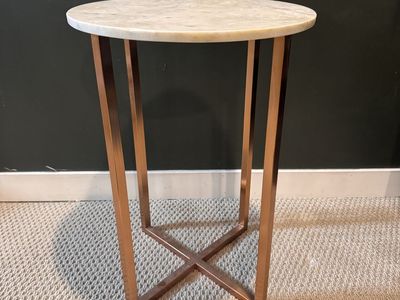 Real marble top. copper X base side/end table