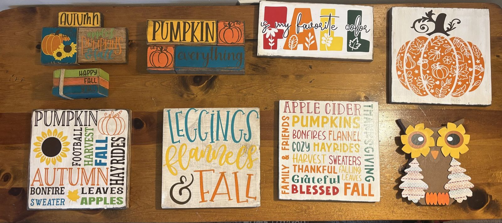 Seasonal Wooden Signs Bundle Fall Autumn Thanksgiving Summer Decor Lot