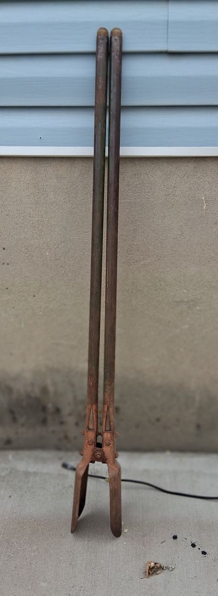 Vintage Heavy-Duty Post Hole Digger with Wooden Handles