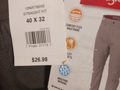 Wrangler Ranger Comfort Flex Waistband Straight Fit Pants Gray Size 40x32 New
