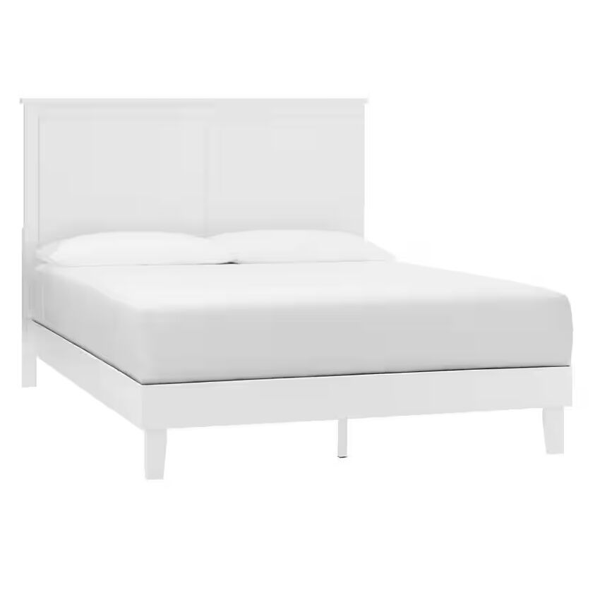StyleWell Granbury White Wood Full Platform Bed (55.16 in. W x 48 in. H)