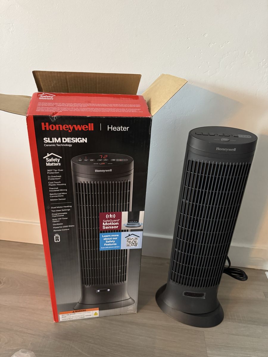 Honeywell Digital Ceramic Tower Heater w/Motion Sensor, Black