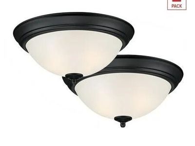 Designers Fountain Flush Mount - 11" Black with Frosted Glass