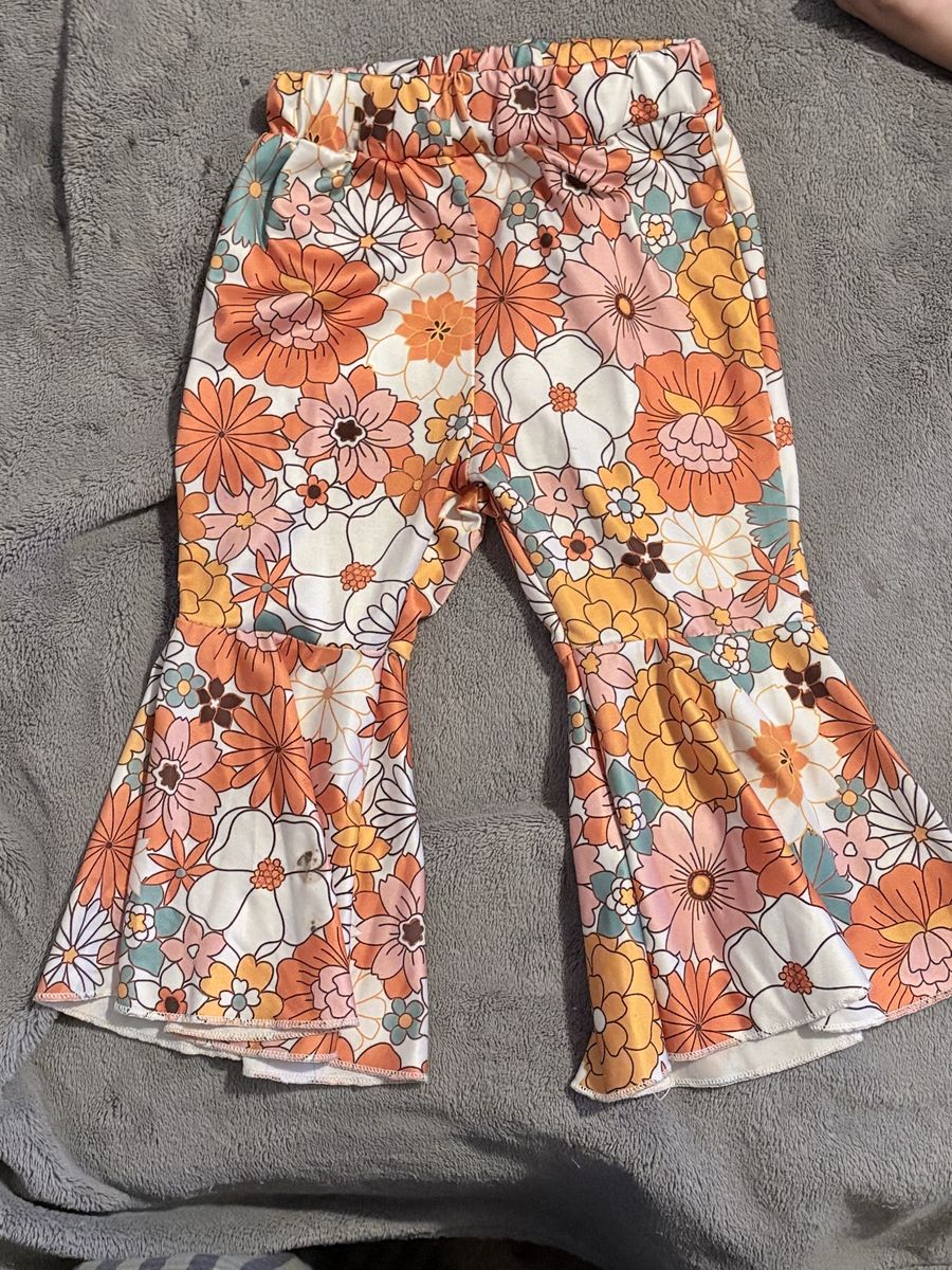 Old Navy Toddler Girls 2T Flare Pants Bundle - Floral & Velour Bell Bottoms