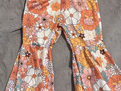 Old Navy Toddler Girls 2T Flare Pants Bundle - Floral & Velour Bell Bottoms