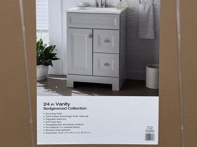 NEW Dove Gray Sedgewood 24.5 inch Single Sink Bath Vanity